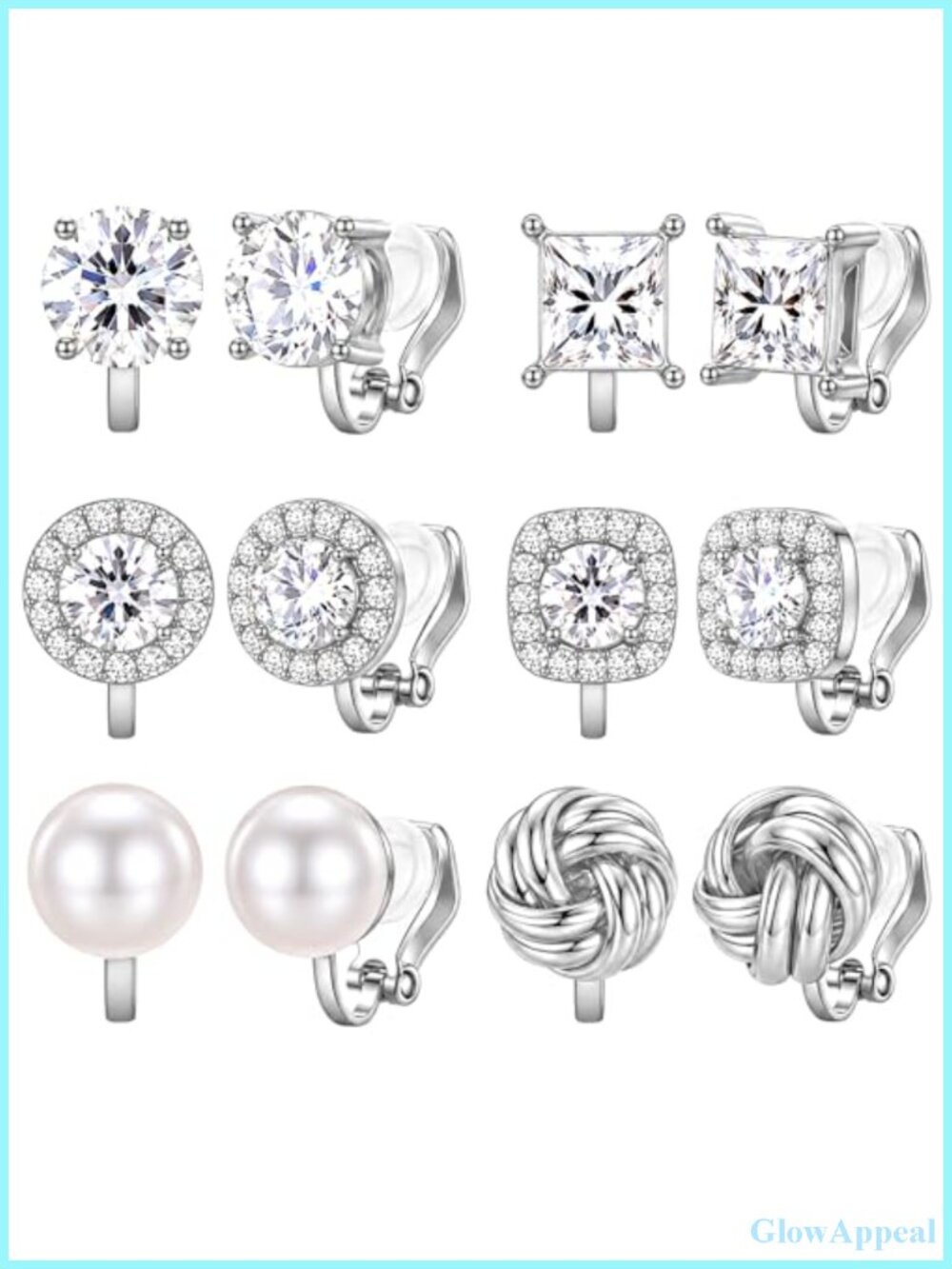 6 Pairs Gold Clip On Earrings for Women 14K Gold Plated CZ Non-Pierced
